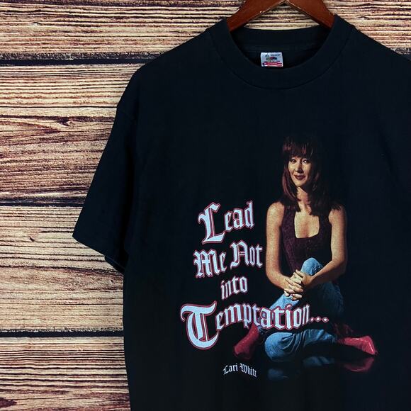 Vintage 1990s Lari White Lead Me Not Into Temptation T-shirt - Picture 8 of 9